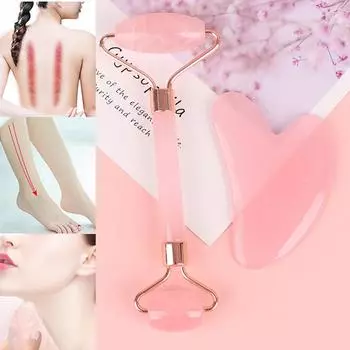 Смоляной роликовый скребок для лица, тела, глаз, массажный инструмент, терапия против морщин против старения 5.5*8.5cm розовый