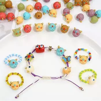 Смоляные однотонные бусины с головой льва, большие рогатые бусины-монстры, подвески для ювелирных изделий, ожерелье, браслет, аксессуары «сделай сам» 13x14mm 1pc зелёный