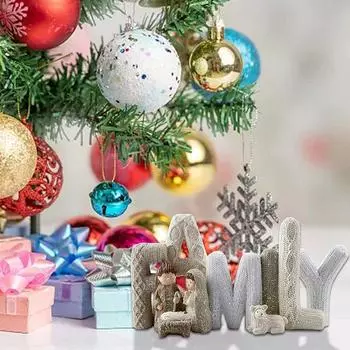 Смоляные рождественские вертепы, статуи, милые персонажи для декора сцен, изысканные английские буквы, орнамент