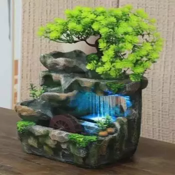 Смоляный фонтан-водопад с рокарием, настольный фонтан в стиле дзен для помещений, декоративный фонтан для медитации, водный элемент, творческое рукоделие, водопад