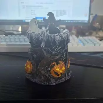 Смоляный Хэллоуин Призрак Ведьма Подсвечник Ведьма Креатив Хэллоуин Украшения для рабочего стола Хэллоуин Украшения Реквизит светло-серый
