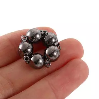 Smooth Copper Round Bracelet Components Magnetic Clasps Making Findings Jewelry Accessories black-6 mm-10 PCS