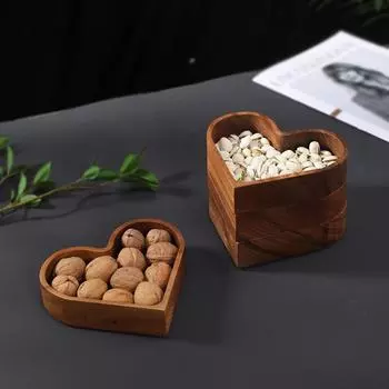 Smooth Surface Heart Shaped Wooden Tray Love Sushi Serving Trays Creative Snack Plates Wedding Serving Tray