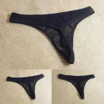 Смотреть нижнее белье Мужской мягкий Т-образный вырез Сквозь прозрачный ультратонкий