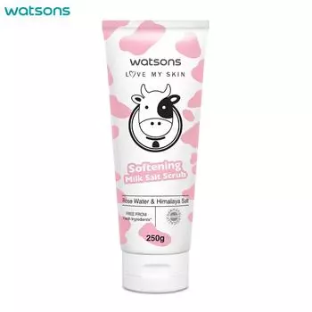 Смягчающий соляной скраб Watsons Love My Skin, розовая вода и соль Химарайи, дерматологически протестировано, 250 г.