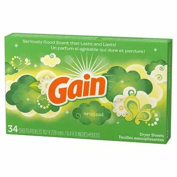 Смягчитель GAIN Sheet, оригинальный смягчитель, 34 листа, мягкие простыни GAIN для сушилки, товары повседневного спроса, американские товары разного назначения, американские товары разного назначения