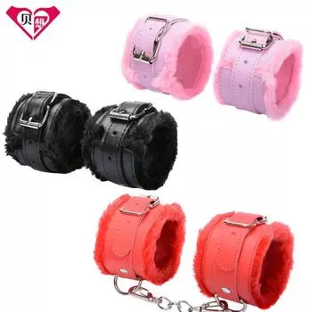Smsexy Плюшевые Наручники Бондаж и Дисциплина Двигатель Пыток Товары для Взрослых Флирт Пары Альтернативная Секс-Игрушка Части Black Plush