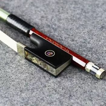 Смычок для скрипки VingoBow Carbon с фернамбуковым покрытием и кожей из монгольского конского волоса, модель 120 В коричневый