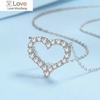 Smyoue 2ct Pass Tested Moissanite Heart Necklace For Women Silver Plated Platinum Simulated Diamonds Pendant Birthday Gift