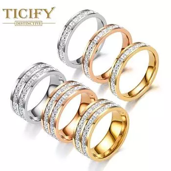 Смысл дизайна легкий и роскошный, кольцо с цирконом «Звездная пара» не падает с цветного кольца из титановой стали с вермикулитом 7 слоновая кость