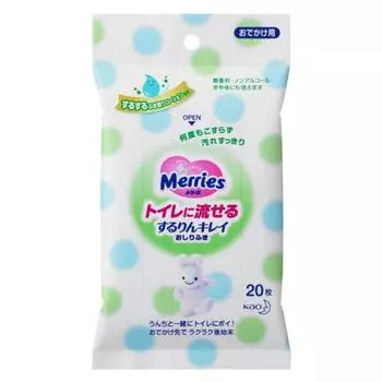 [Смываемые детские салфетки для выхода на улицу] Mary s Flushable Sururin Clean