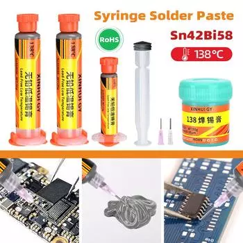 Sn42Bi58 SMD паста для сварки 138 низкотемпературный бессвинцовый шприц без очистки паяльная паста для ремонта компонентов телефона