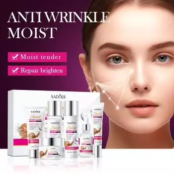 Snail Tender Skin Essence Luxury Skin Care Set Collagen Anti-aging, Wrinkling and Moisture, 6 предметов, омолаживающий набор, подарочная коробка