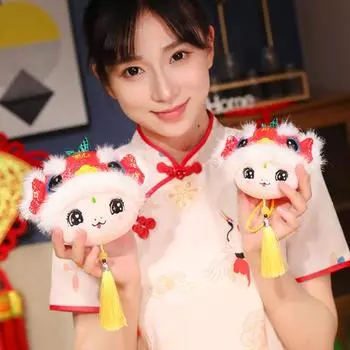 Snake Plush Pendant Year of The Snake Cartoon Snake Bag Keychain Charm Zodiac 10cm жёлтый