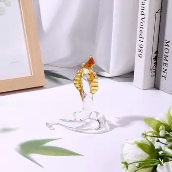 Snake Statue Hand Blown Glass Snake Figurines Chinese Snake Decoration For Home Lucky Feng Shui Decor 4.3 Inch