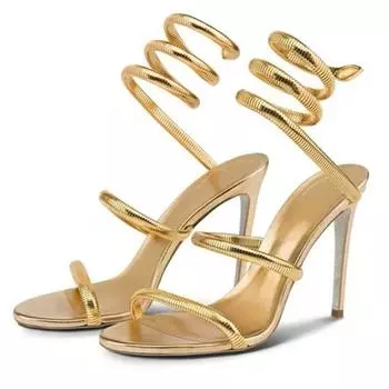 Босоножки на высоком каблуке с ремешком-змейкой Женские летние туфли с ремешком на щиколотке для банкета и вечеринки Узкий ремешок Высокий каблук Женские гладиаторские сандалии 35