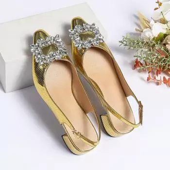 Snakeskin pattern sandals women s summer sandals bag head half support outer wear pointed thick heel rhinestone single shoes super high heel 35 серебряный