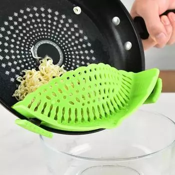 Snap N Strain Pot Strainer Силиконовый зажим для сита для кастрюль Мясо Овощи Фрукты Кухонный гаджет