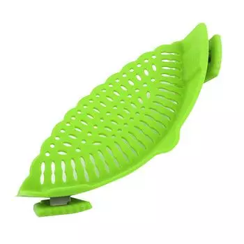 Snap N Strain Pot Strainer Silicone Clip On Strainer for Pots Meat Vegetables Fruit Green Kitchen зелёный