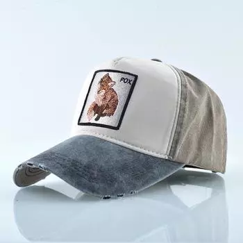 Snapback Папа Шляпы Мужская модная бейсболка с вышивкой лисы Женская уличная дышащая хлопковая кепка с козырьком 56-60cm красный