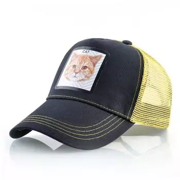 Snapback сетчатые шляпы, летняя бейсболка с кошачьей нашивкой, бейсболки, женская уличная шляпа с козырьком дальнобойщика 56-59CM оранжевый