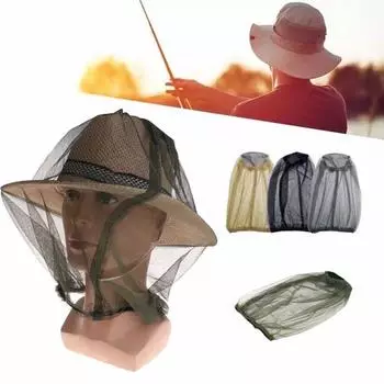 Снаряжение для кемпинга от комаров и насекомых, сетчатая шапка, защитная крышка для лица, рыболовная кепка чёрный