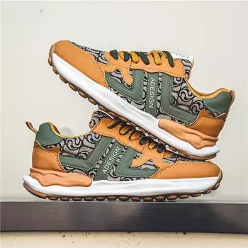 Кроссовки повседневные мужские дизайнерские ретро-кроссовки с растворенной подошвой модные кожаные тканевые дышащие туфли на увеличенной платформе 39