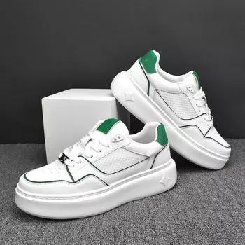 Sneaker Casual Men Designer White Shoes Fashion Secondary Leather Cowhide Breathable Height Increased Flat Platform Board Shoes 38
