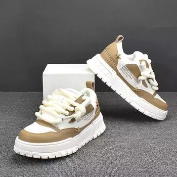 Sneaker Casual Men Designer White Shoes Fashion Secondary Leather Cowhide Breathable Height Increased Flat Platform Board Shoes 38