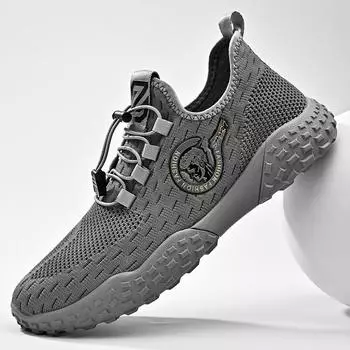 Кроссовки мужские летние новые летающие тканые дышащие толстые подошвы мягкие нескользящие сетчатые кроссовки для бега 38 чёрный