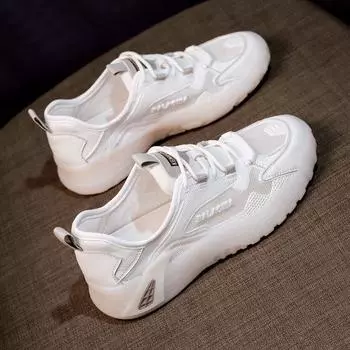 Sneaker Women s Spring and Summer New Versatile Mesh Thin Breathable Running Ins White Shoes 35 зелёный