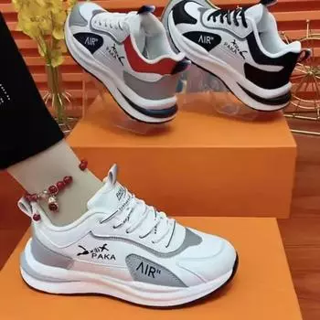 Sneakers 2024 spring and autumn new dad shoes women s leather surface breathable soft sole casual shoes women s fashion 36