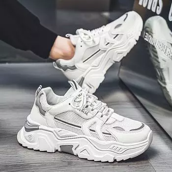 Sneakers 2025 new spring and summer fashion mesh breathable versatile running casual shoes platform heightening dad trendy shoes 39