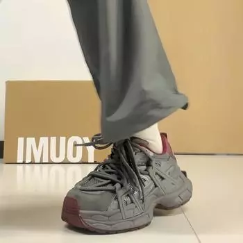 Sneakers British style 2024 autumn and winter new platform dad shoes casual, light and comfortable versatile niche women s shoes 35 красный