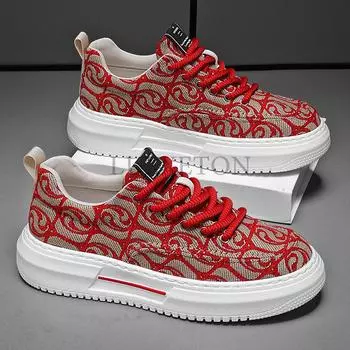 Sneakers Casual Men Designer Board Shoes Fashion Microfiber Leather Fabric Breathable Height Increased Flat Platform Sport Shoes 43 чёрный