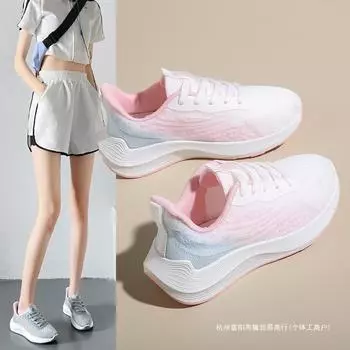 Sneakers children s 2024 new lightweight soft-soled shock-absorbing running shoes casual mesh breathable versatile women s shoes 36 розовый