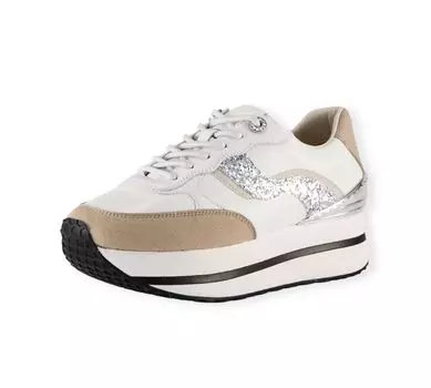 Sneakers Lightweight 6 Eyelet Platform WHT cm 3E [Fitjoy] Women s 23.5