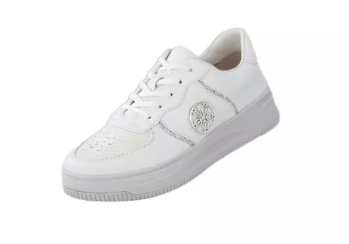 Sneakers Lightweight Crystal Glass Court Shoes WHT cm 3E [Fitjoy] Women s 24.5