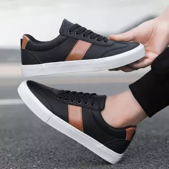 Sneakers Men 2024 Spring Board Shoes Men s Casual Shoes Breathable Student Casual Shoe Low Cut Color Blocked Men s Shoes 39 чёрный