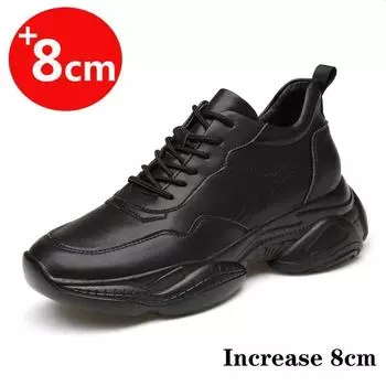 Кроссовки мужские Elevator Height Shoes для мужчин, увеличивающие рост, белые, черные, 6-8 см, большие размеры для женщин 36-44 36
