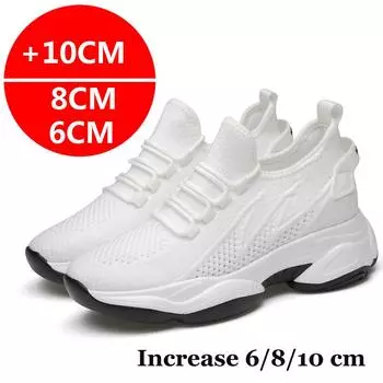 Sneakers Men Elevator Shoes For Men Casual Insole 10cm 8cm 6cm Optiomal Heels Height Increase Shoes Occasins Taller Male 36-44 36