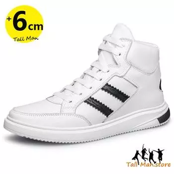 Sneakers Men Elevator Shoes Height Boots Man Increase Insole 6Cm Women Girl Leather Boots 37