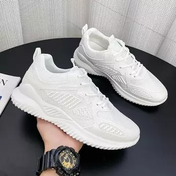Sneakers men s 2024 spring new couple shoes breathable mesh shoes casual sports shoes Korean version trendy dad shoes 39 чёрный