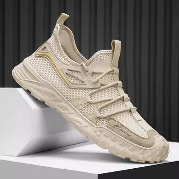 Sneakers Men s 2024 Summer Breathable Pigskin Men s Shoes Mesh Hollow Versatile Mesh Shoes Outdoor Casual Jogging Shoes 39