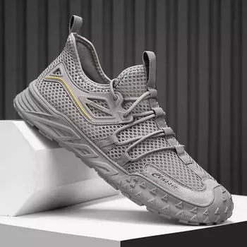 Sneakers Men s 2024 Summer Breathable Pigskin Men s Shoes Mesh Hollow Versatile Mesh Shoes Outdoor Casual Jogging Shoes 39