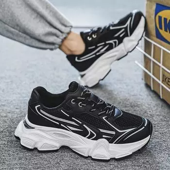 Sneakers men s 2025 new men s shoes summer casual shoes running shoes non-slip thick-soled heightening student dad shoes 39