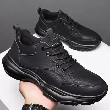 Sneakers men s 2025 new sports and leisure shoes men s breathable leather soft-soled outdoor shoes 38