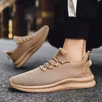 Sneakers men s Amazon low-top fly-woven mesh 48 yards breathable men s shoes Jinjiang shoes sneakers 44 коричневый
