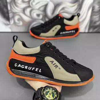 Sneakers men s autumn leather surface trend Forrest Gump shoes low-top one-pedal casual shoes foreign trade contrasting color men s shoes 39