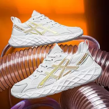 Sneakers Men s autumn leather surface waterproof, lightweight and non-slip casual sports running shoes Student white shoes tide winter 39 чёрный